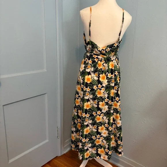 SHEIN Navy Dress with Orange and White Tropical Floral Design - Picture 3 of 6